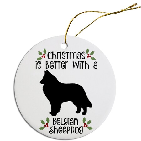 Mirage Pet Products Round Breed Specific Christmas Ornament Belgian Sheepdog ORN-R-B13